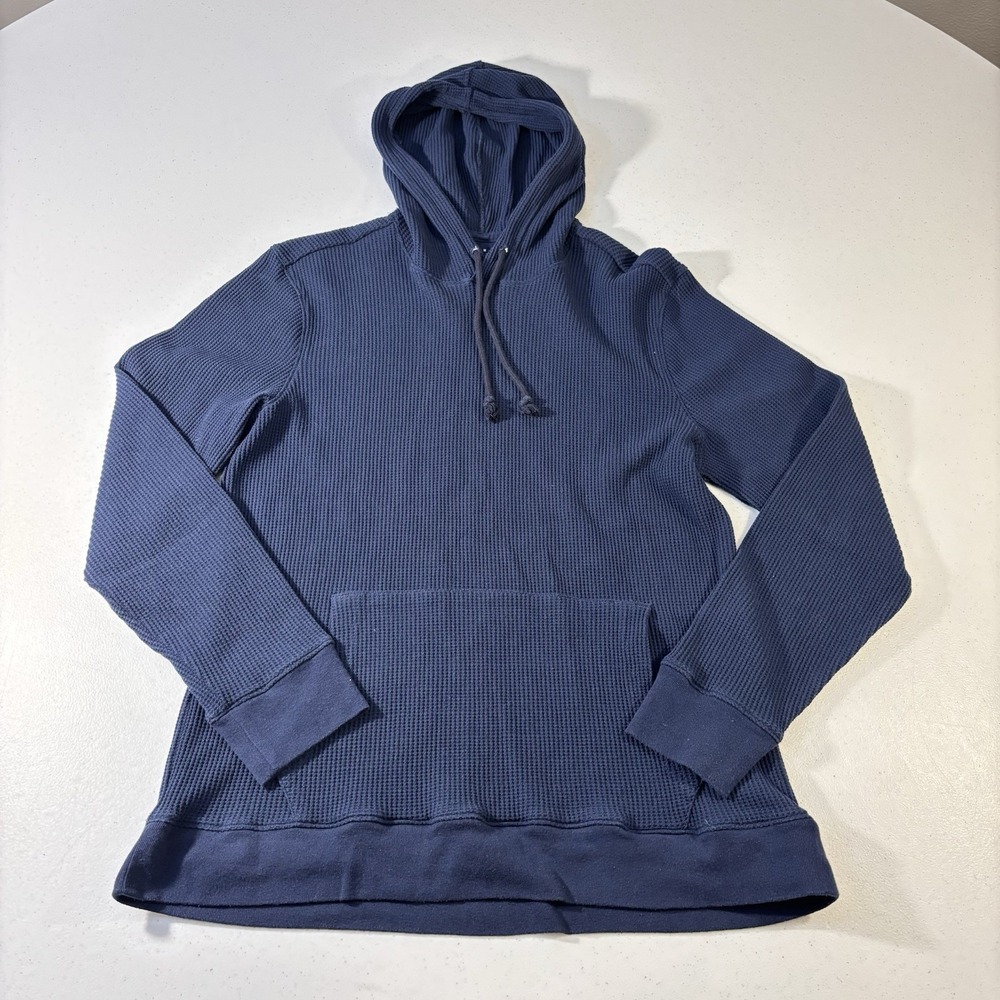 Artefact Men's Waffle Knit Thermal Hooded Lightweight Sweatshirt Men's Sz M Navy